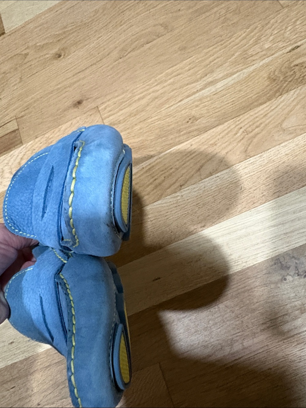 Cole Haan Blue Suede Loafers with Yellow Interior - Picture 4 of 4